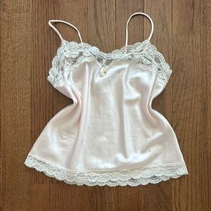 Vintage Christian Dior baby pink satin and lace embroidered camisole